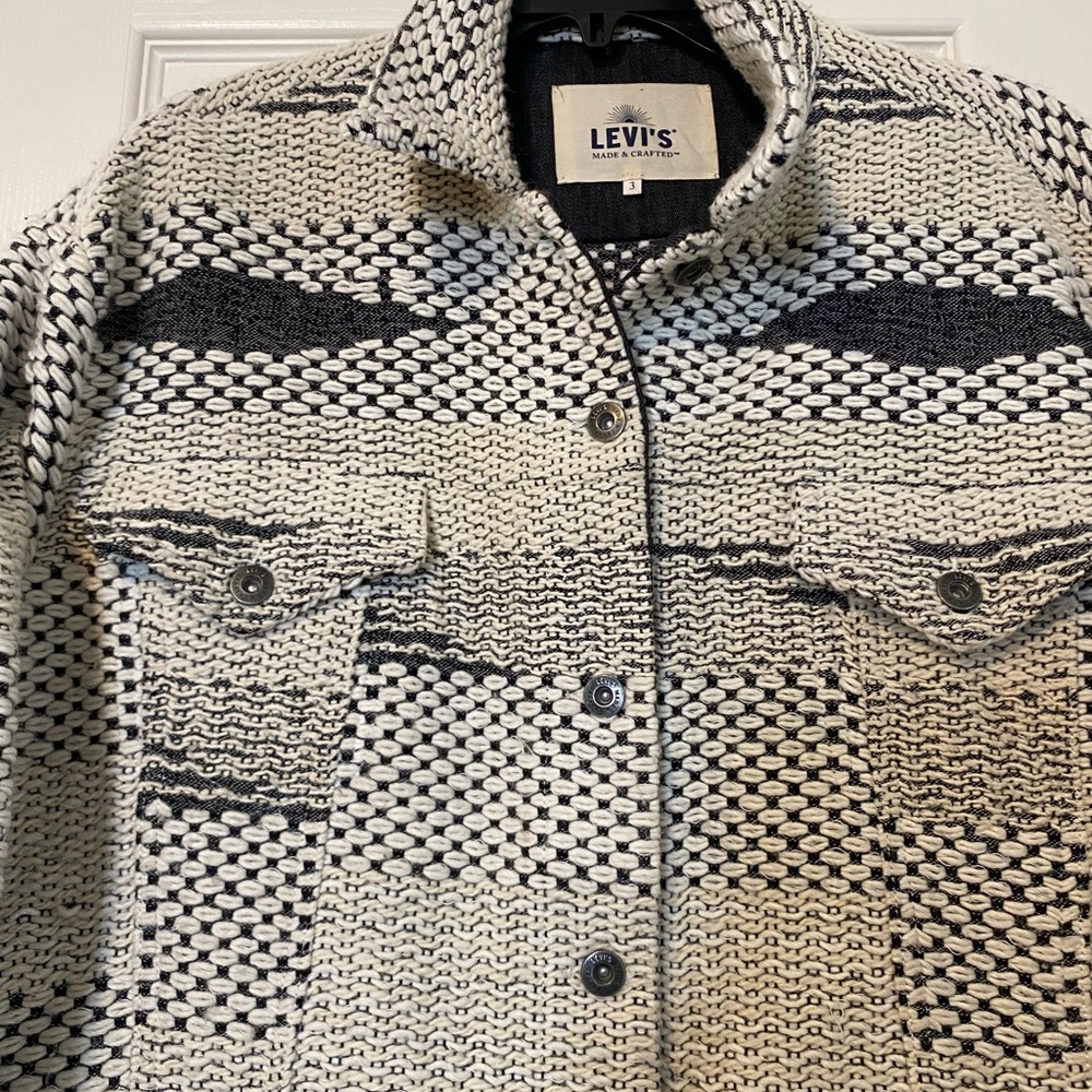 Rare! Levi's® Made & Crafted® Cotton blend FRINGE TRUCKER JACKET Sz 3/L - Picture 5 of 16
